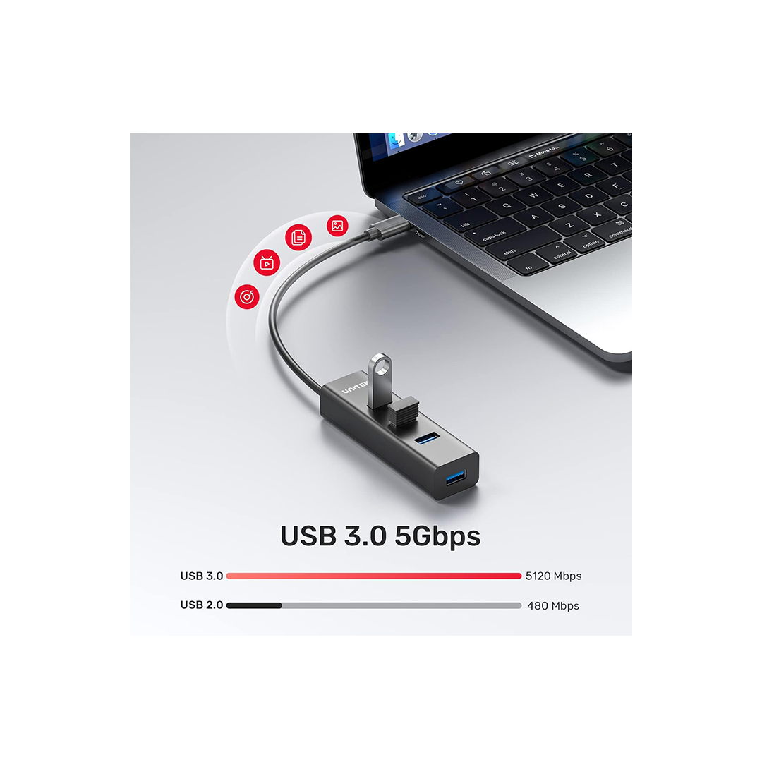 موزع Unitek H1117B uHUB Q4 مزود بـ 4 منافذ USB-C مع منفذ طاقة USB-C موزع Unitek H1117B uHUB Q4 مزود بـ 4 منافذ USB-C مع منفذ طاقة USB-C
